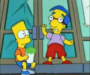 yapboz Bart Simpson and Milhouse Van Houten, iki büyük arkadaşlar
